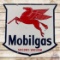 1946 Mobilgas Socony-Vacuum Die Cut Double Sided Porcelain Sign w/ Pegasus