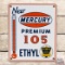 Scarce New Mercury Premium 105 Ethyl Gasoline Single Sided Porcelain Pump Plate Sign w/ Logo