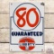 Rare Liberty 80 Guaranteed Gasoline Single Sided Porcelain Pump Plate Sign w/ Logo