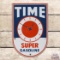 Superb Time Super Gasoline Single Sided Porcelain Pump Plate Sign