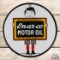Amazing En-ar-co Motor Oil Single Sided Porcelain Lubester Sign w/ Boy & Slate