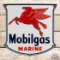 Amazing 1955 Mobilgas Marine Gasoline Single Sided Porcelain Pump Plate Sign w/ Pegasus