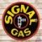 Signal Gas 6' Double Sided Porcelain ID Sign w/ Black Stop Light Logo