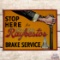 Stop Here for Silver Edge Raybestos Brake Service Double Sided Tin Flange Sign