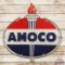 Amoco Gasoline 4' Double Sided Porcelain Die Cut Sign w/ Frame