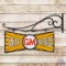 GM Sales & Service Die Cut Double Sided Porcelain Sign w/ Hanging Bracket