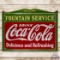 1936 Drink Coca-Cola Fountain Service Die Cut Single Sided Porcelain Sign