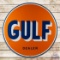 Gulf Gasoline Dealer Service Station 6' Double Sided Porcelain Sign