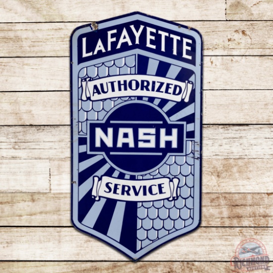 Nash Lafayette Authorized Service Die Cut Double Sided Porcelain Sign