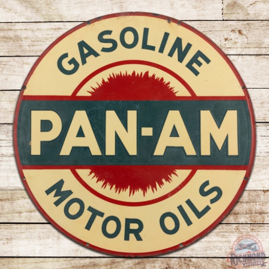 Pan-Am Gasoline Motor Oils 30" Double Sided Porcelain Sign