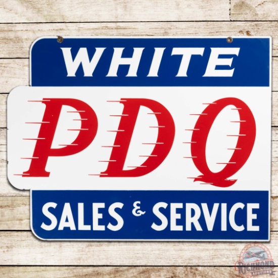 Exceptional White PDQ Trucks Sales & Service Die Cut Double Sided Porcelain Sign