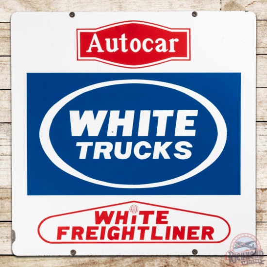 Superb White Trucks Autocar Freightliner 36" Double Sided Porcelain Sign w/ Logos