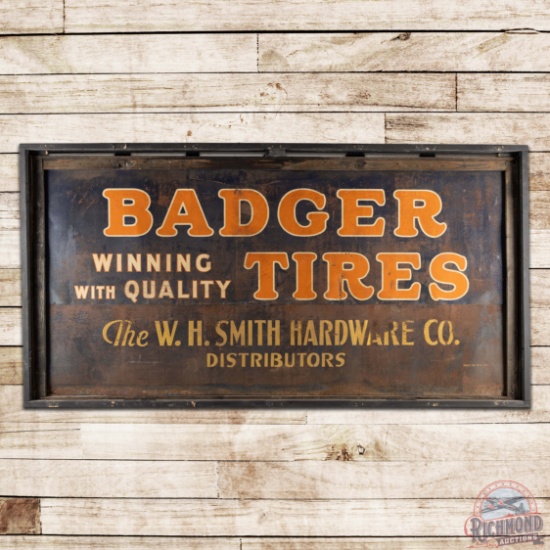 Early Badger Tires "Winning with Quality" 10' Single Sided Tin Sign