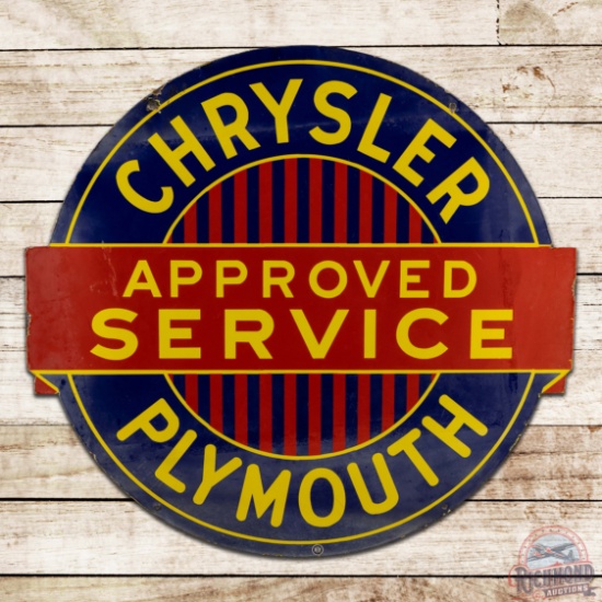 Chrysler Plymouth Approved Service 42" Die Cut Double Sided Porcelain Sign