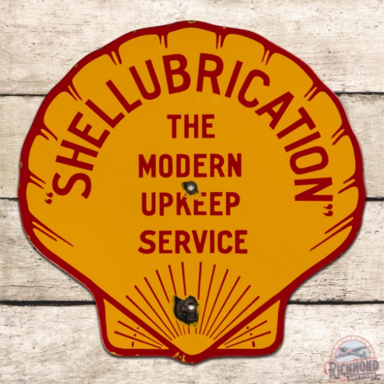 Scarce Shellubrication The Modern Upkeep Service Single Sided Porcelain Sign