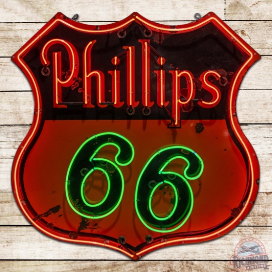 Phillips 66 Gasoline 48" Single Sided Porcelain Neon Sign