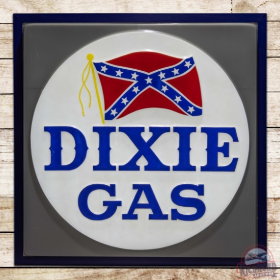 Dixie Gas 6' Emb. Lighted Sign w/ Flag Logo