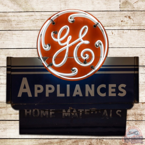 GE General Electric Double Sided Porcelain Neon Logo Sign