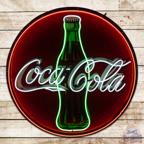 1930s Coca-Cola Single Sided Tin Neon Sign w/ Bottle