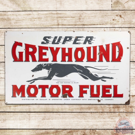 Super Greyhound Motor Fuel 5' Double Sided Porcelain w/ Logo