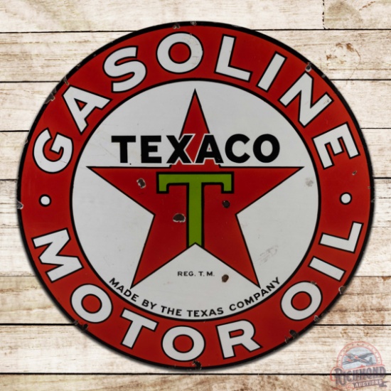 Texaco Gasoline Motor Oil 42" Double Sided Porcelain Sign