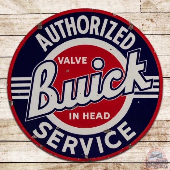 Buick Valve in Head Authorized Service 42" Double Sided Porcelain Sign