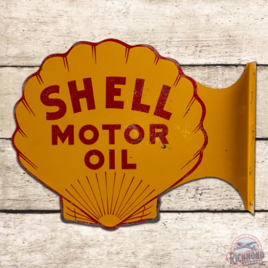Shell Motor Oil Die Cut Double Sided Tin Flange Sign