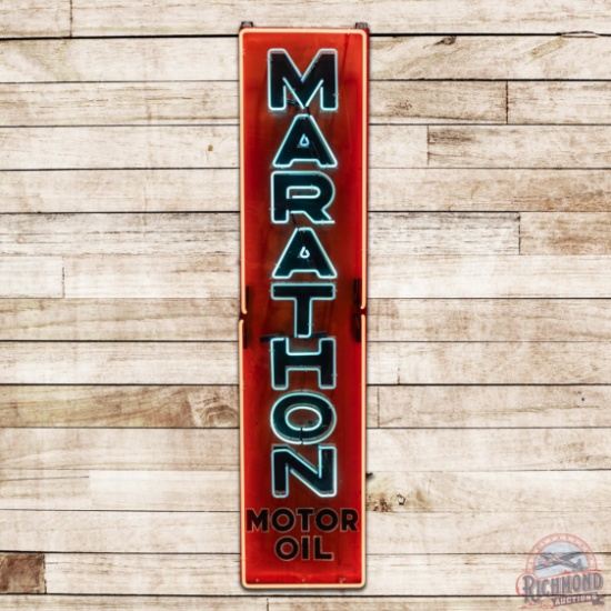 Marathon Motor Oil Vertical Single Sided Tin Neon Sign