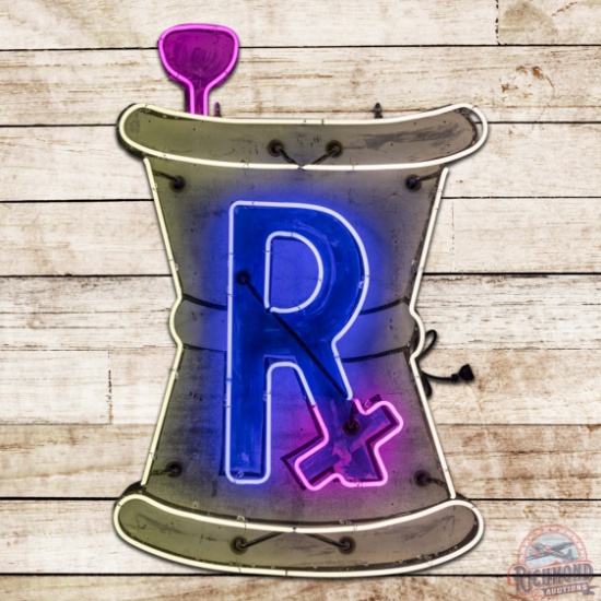 RX Drug Store Die Cut Single Sided Tin Neon Sign