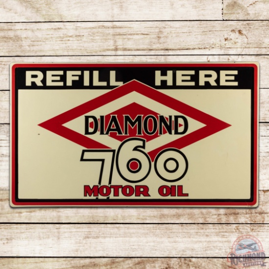 Nice Diamond 760 Motor Oil Refill Here Single Sided Porcelain Sign w/ Logo