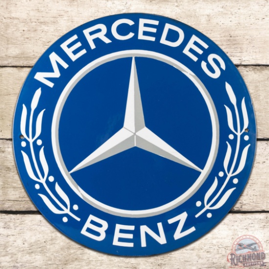 Exceptional Mercedes Benz 15.5" Single Sided Porcelain Convex Single Sided Porcelain Logo Sign