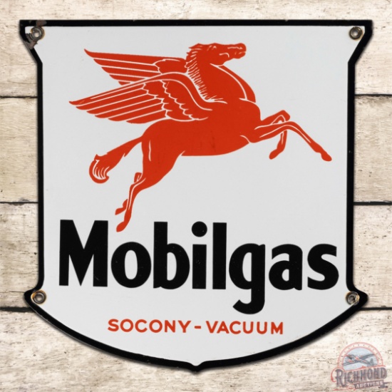 Rare Mobilgas Socony-Vacuum Single Sided Porcelain Truck Door Sign w/ Pegasus "Right Facing"