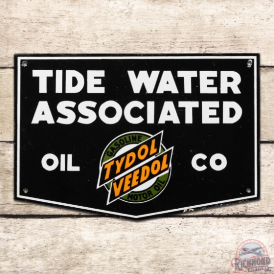Tide Water Associated Tydol Veedol Gasoline Motor Oil Single Sided Porcelain Truck Door Sign
