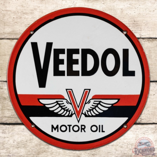Outstanding Veedol Motor Oil 10" Single Sided Porcelain Sign w/ Logo