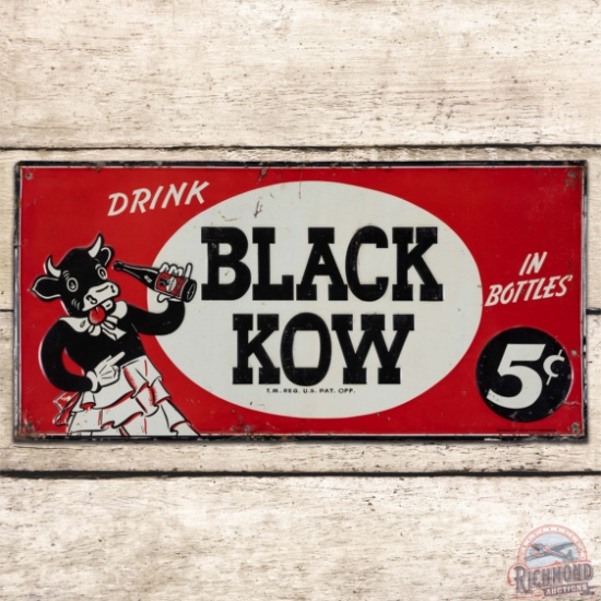 Drink Black Kow in Bottles 5 Cents Emb. Single Sided Tin Sign