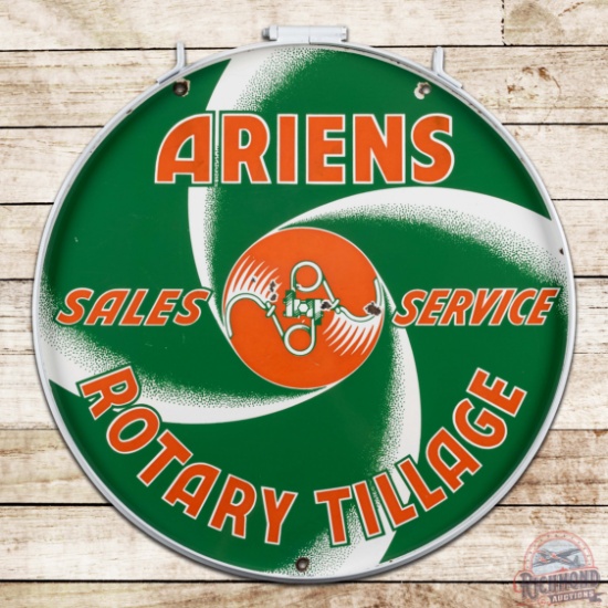 Ariens Sales Service Rotary Tillage 30" Double Sided Porcelain Sign w/ Ring