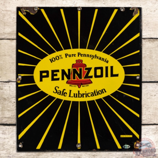Pennzoil Safe Lubrication Single Sided Porcelain Sign w/ Logo