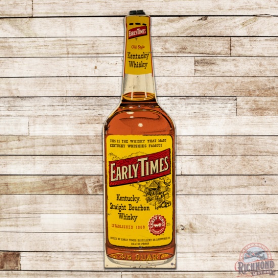 Early Times Kentucky Straight Bourbon Whiskey 7' Die Cut Single Sided Tin Bottle Sign