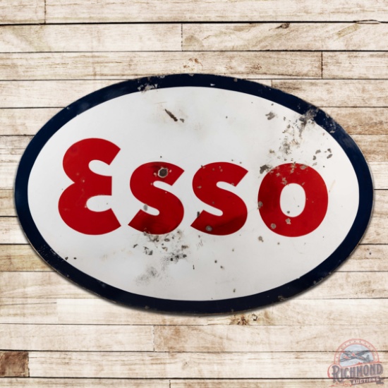 Esso Gasoline 7' Double Sided Porcelain ID Sign
