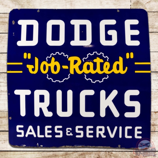 Dodge "Job Rated" Trucks Sales & Service 42" Double Sided Porcelain Sign