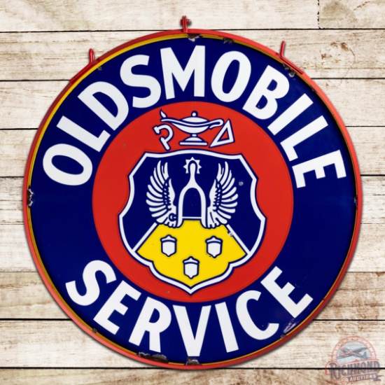 Oldsmobile Service 42" Double Sided Porcelain Sign w/ Ring Crest Logo