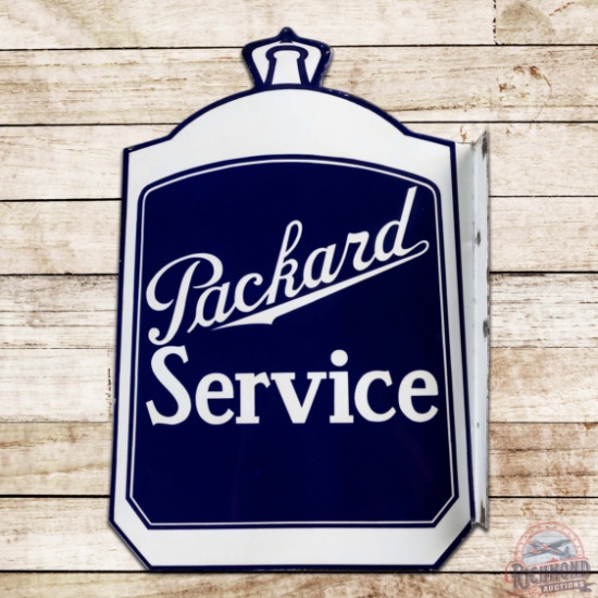 Early Packard Service Radiator Shaped Die Cut Double Sided Porcelain Flange Sign