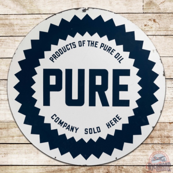 Pure Gasoline "Sold Here" 42" Double Sided Porcelain Sign
