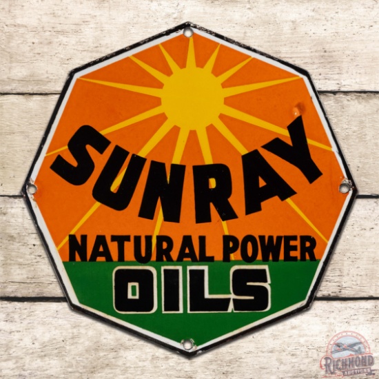 Superb Sunray Natural Power Oils 9" Single Sided Porcelain Sign