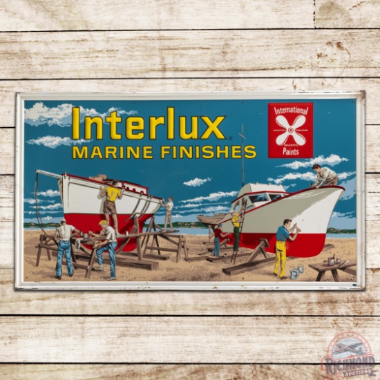 Interlux Marine Paints Emb. Single Sided Tin Logo Sign w/ Boats