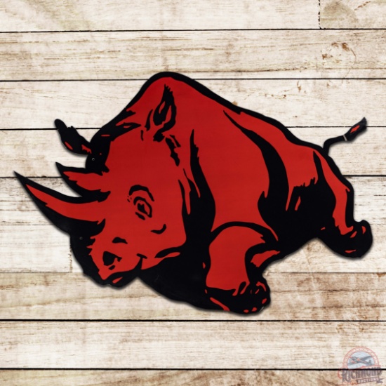 Scarce Armstrong Tires Rhino Die Cut Single Sided Porcelain Sign