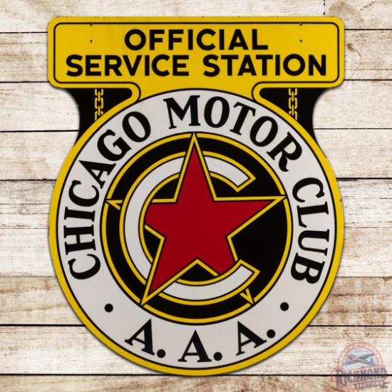 Excellent Chicago Motor Club AAA Official Service Station Double Sided Porcelain Sign