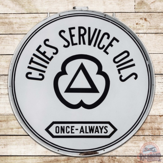 Nice Cities Service Oils "Once Always" 48" Double Sided Porcelain Logo Sign w/ Ring