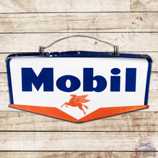 Mobil Gasoline 54" Double Sided Porcelain ID Sign w/ Bracket