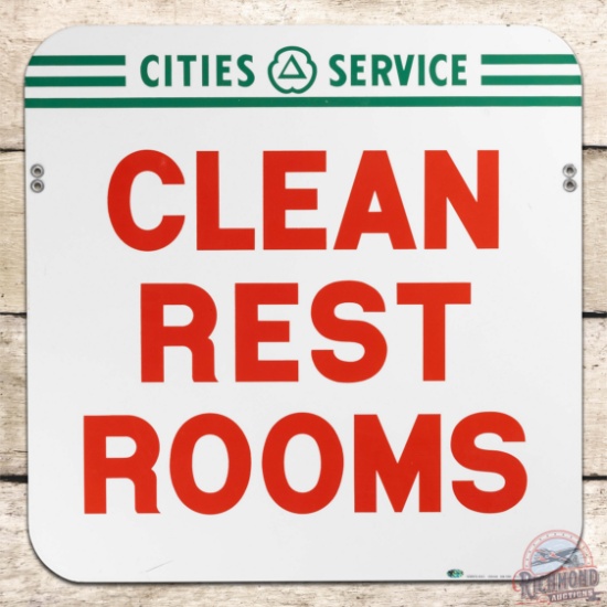 Outstanding Cities Service Clean Rest Rooms Double Sided Porcelain Sign w/ Logo